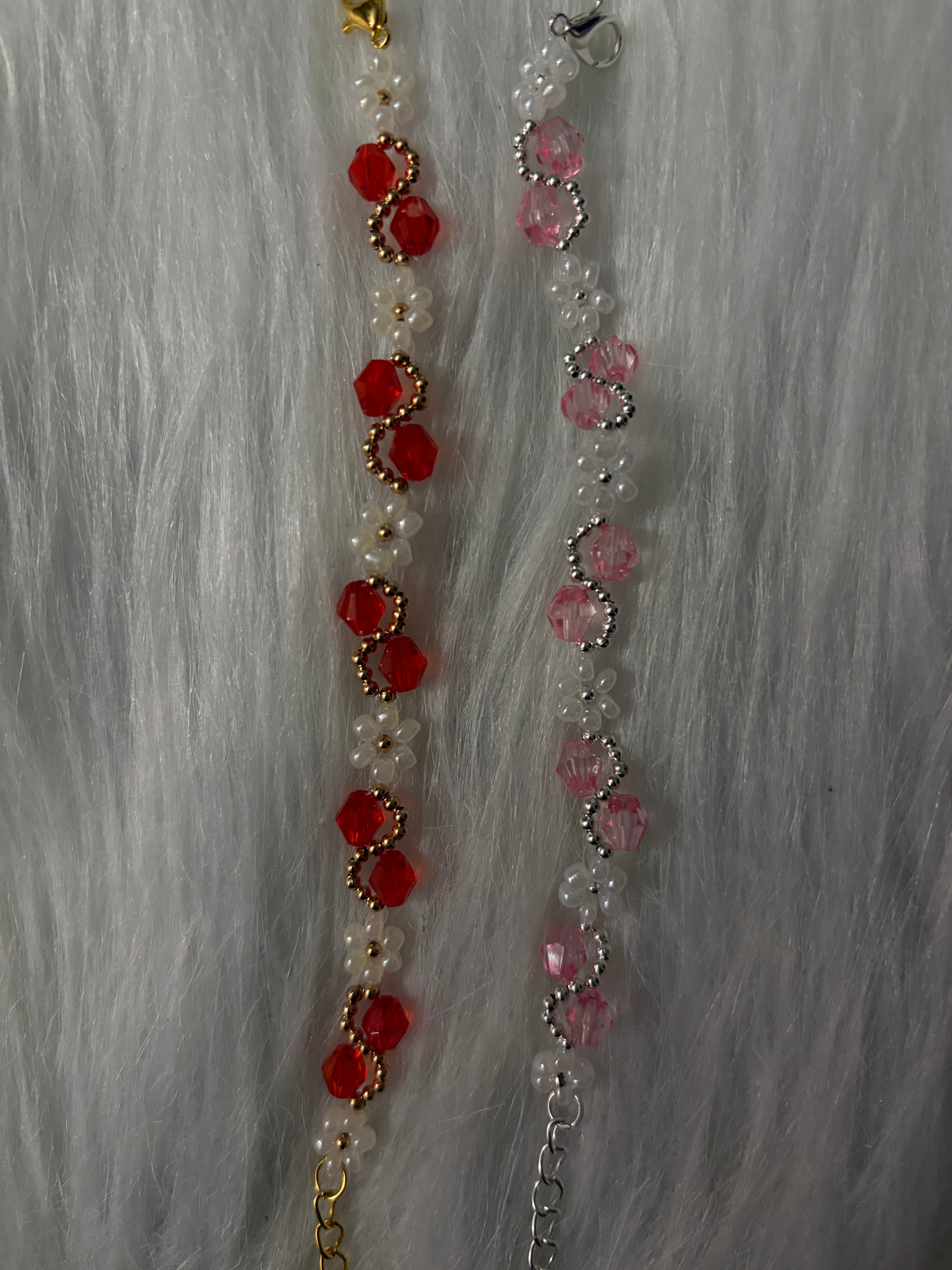 Red & Pink Daisy Bracelet