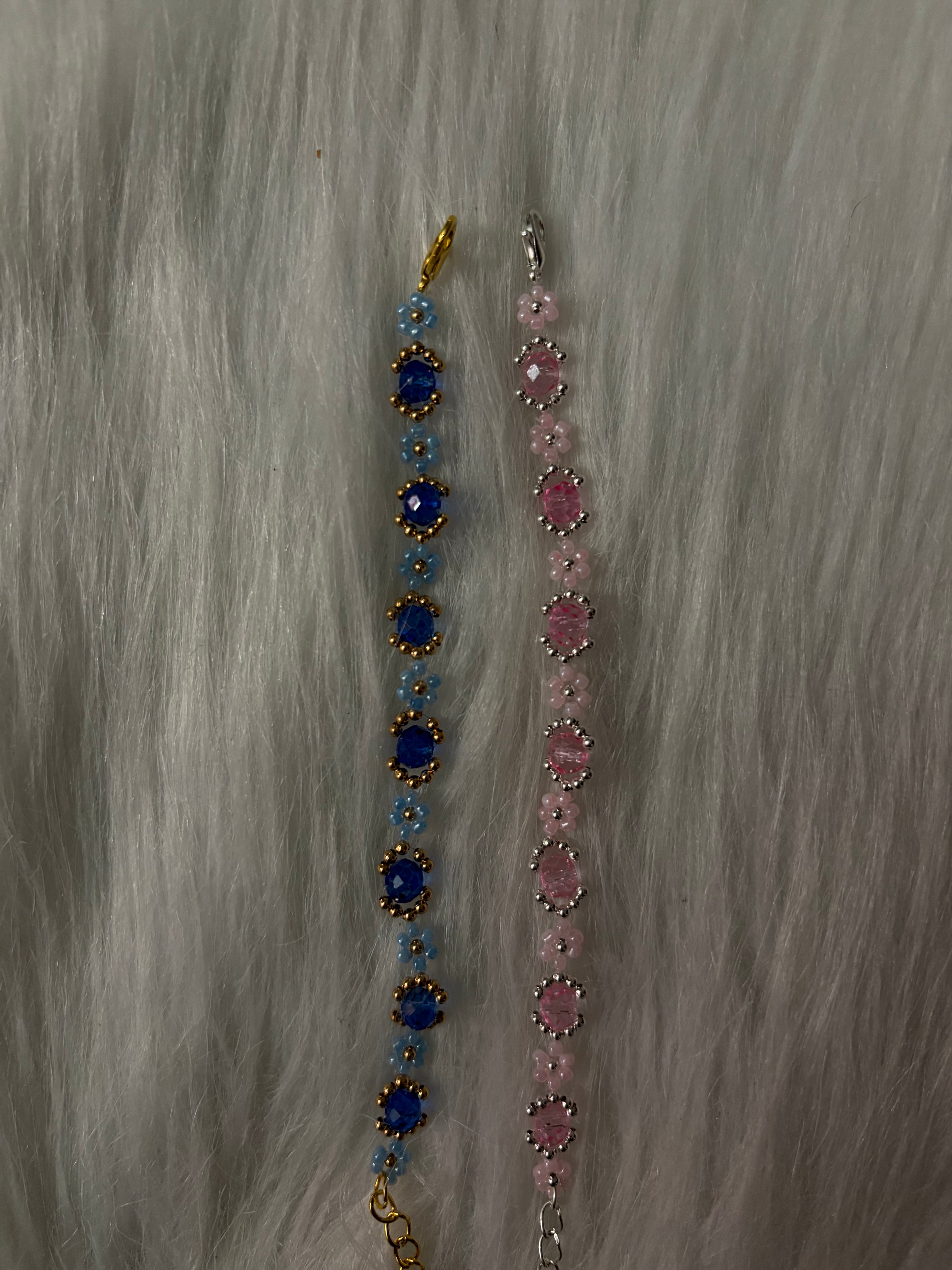 Royal Blue & Light Pink Daisy Bracelets