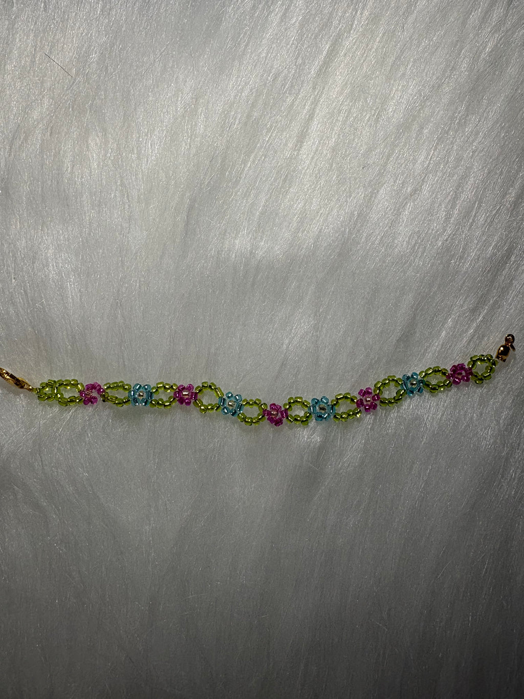 Turquoise & Pink Daisy Bracelet