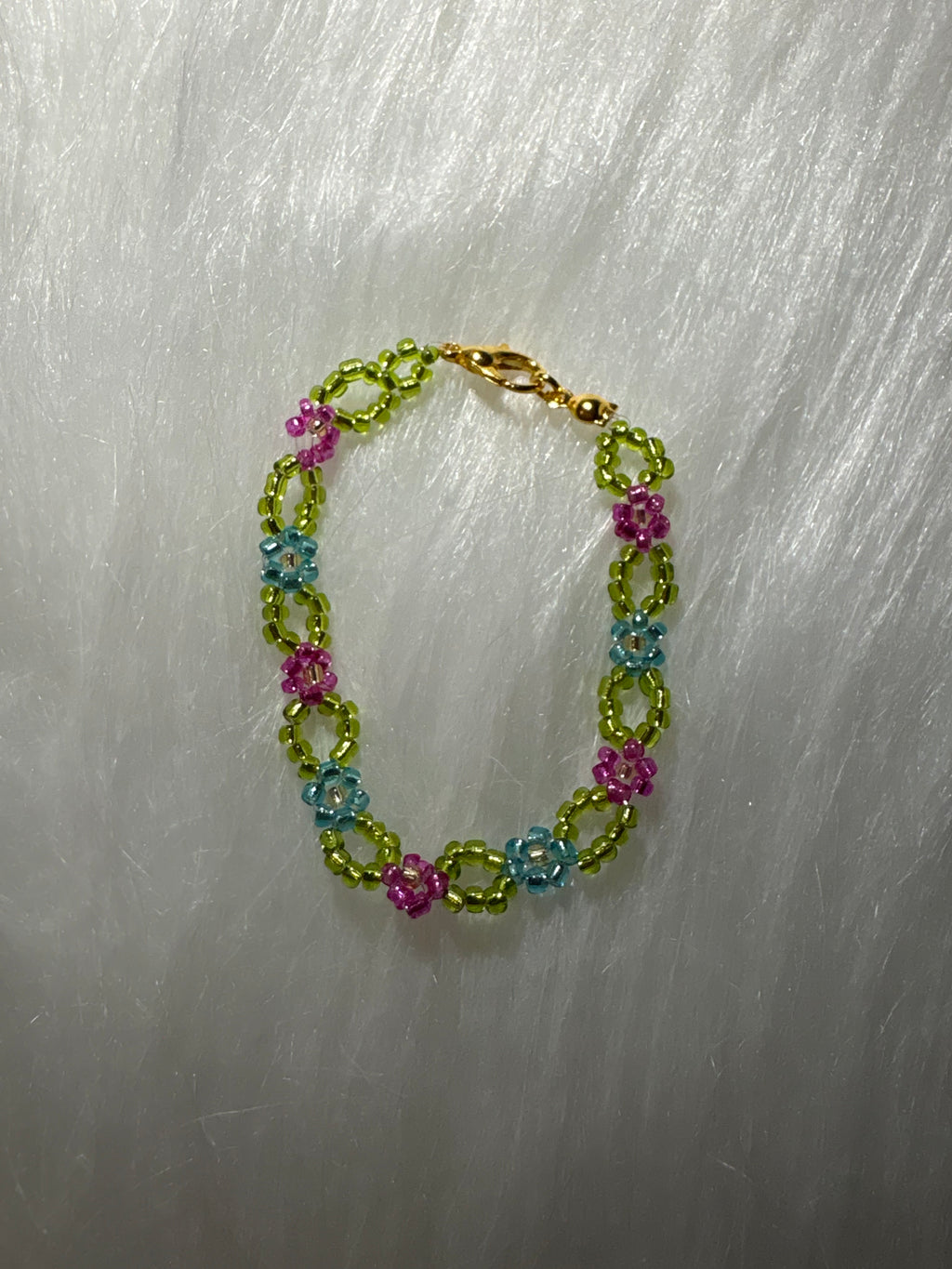 Turquoise & Pink Daisy Bracelet