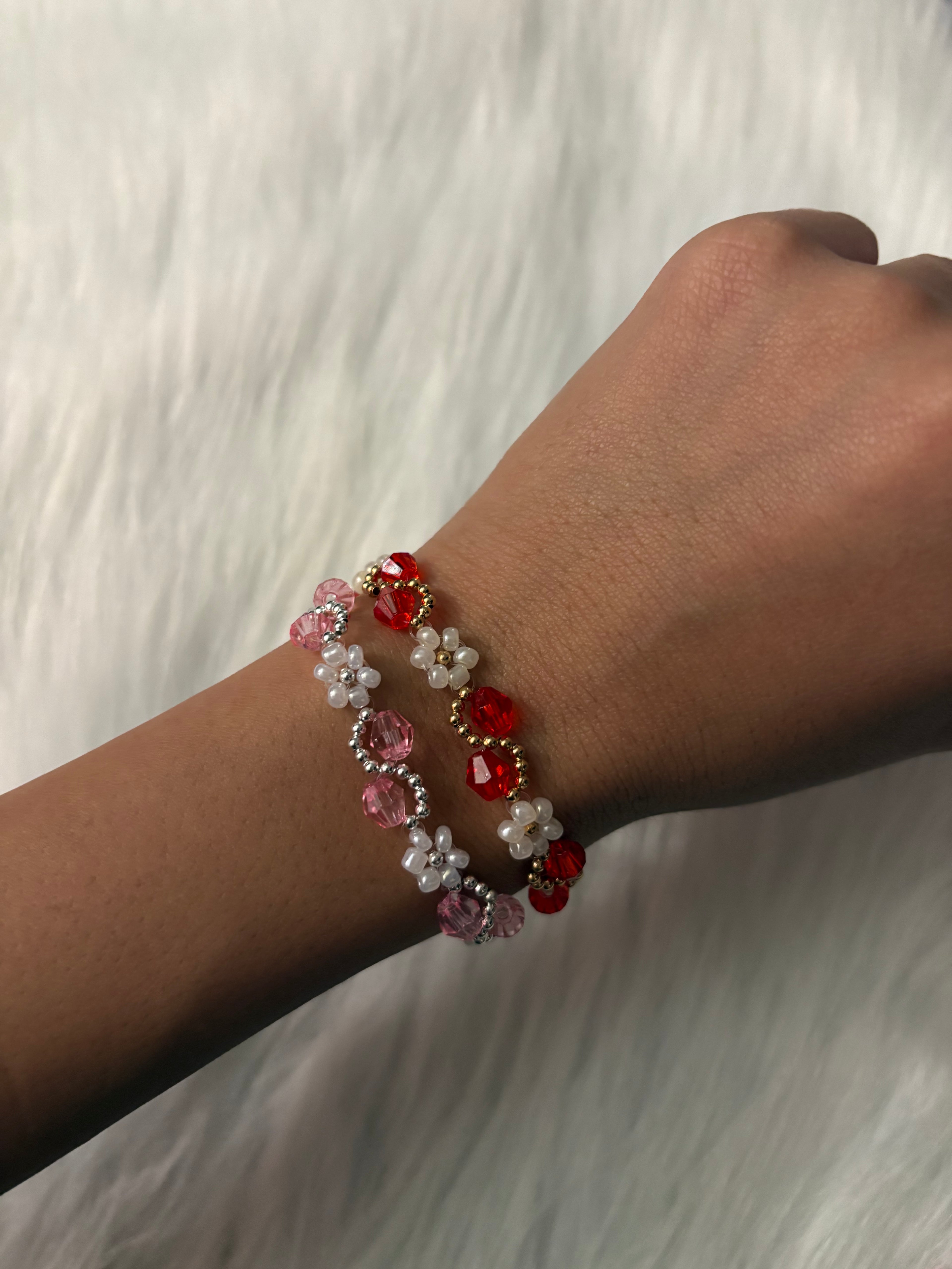 Red & Pink Daisy Bracelet